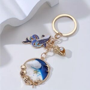 Under The Sea Blue and Gold Keychain